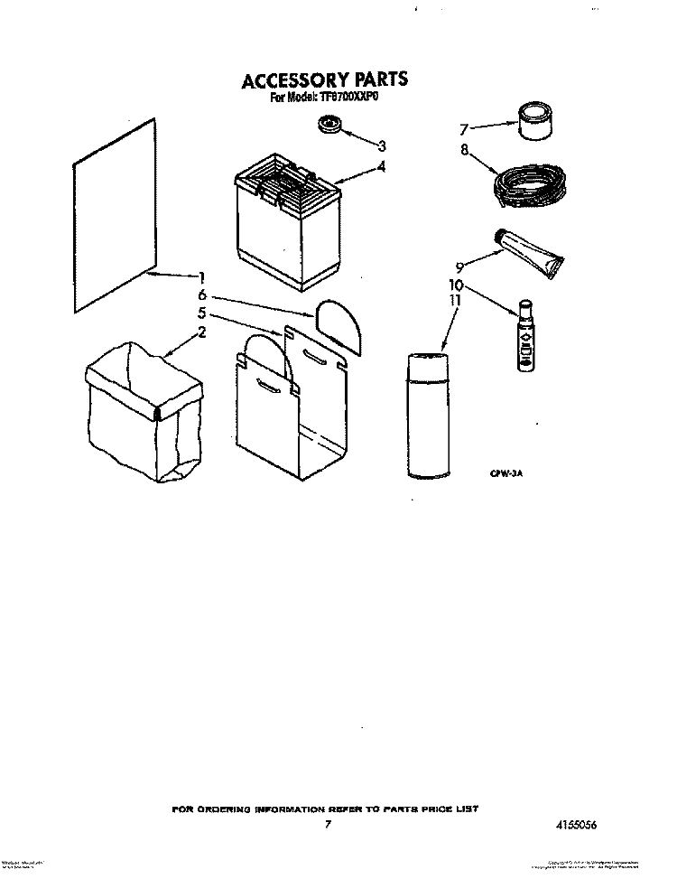 ACCESSORIES Diagram and Parts List for TF8700XXP0  Whirlpool Trash Compactor