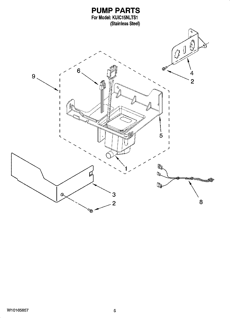 PUMP PARTS Diagram and Parts List for KUIC15NLTS1  KitchenAid Ice Maker