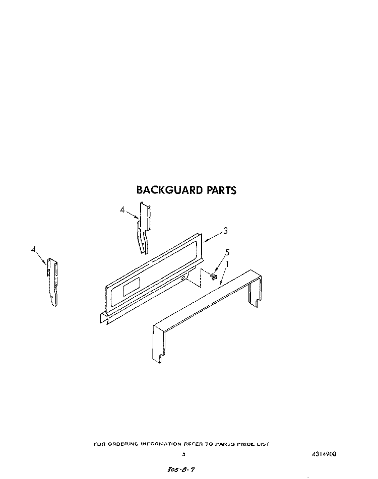 BACKGUARD Diagram and Parts List for SF3001ERW0  Whirlpool Range