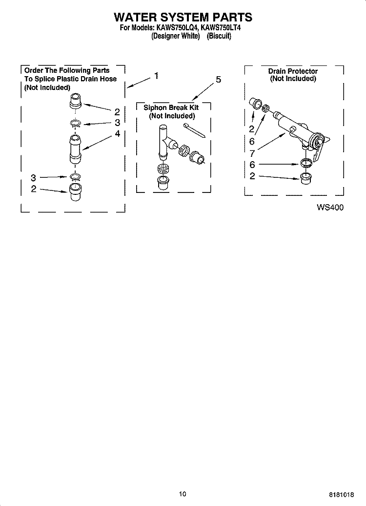 WATER SYSTEM PARTS Diagram and Parts List for KAWS750LT4  KitchenAid Washer