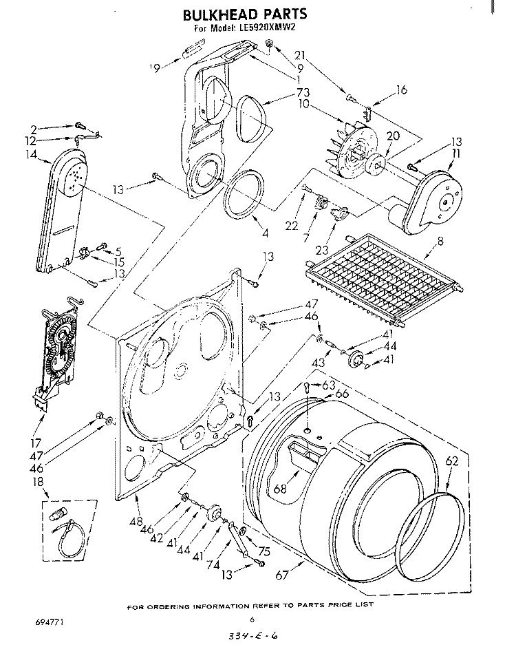 SECTION Diagram and Parts List for LE5920XMW2  Whirlpool Dryer