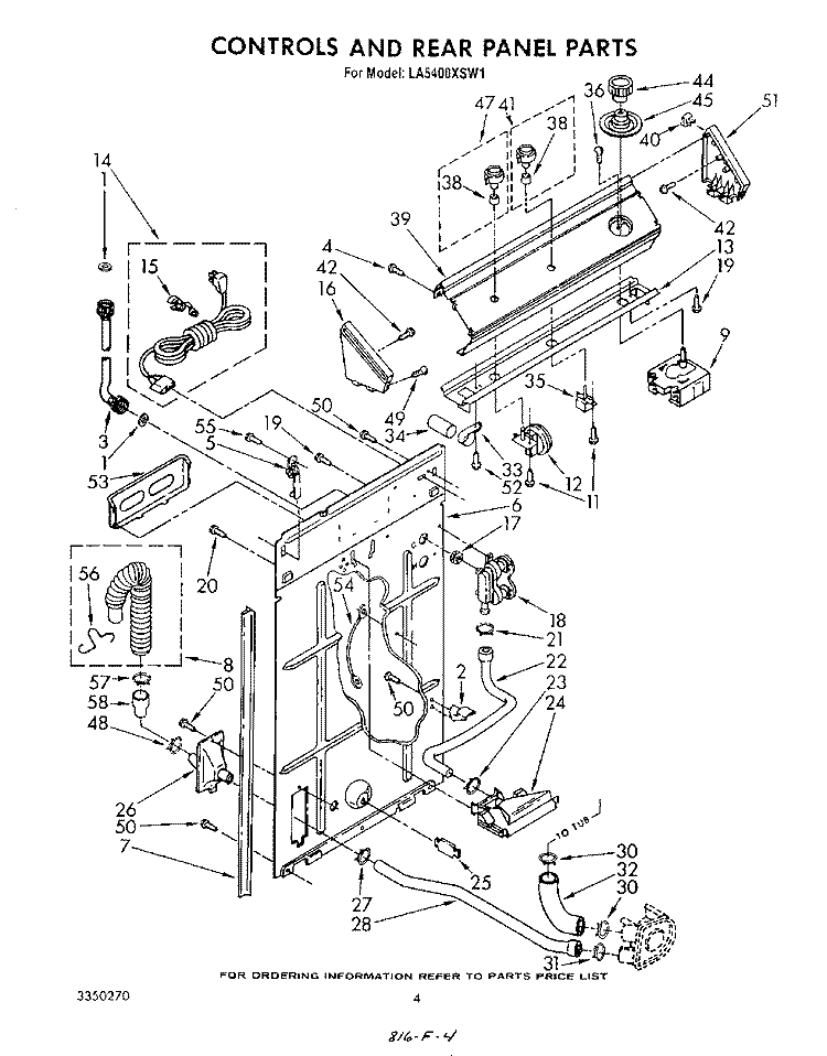 CONTROLS AND REAR PANEL Diagram and Parts List for LA5400XSW1  Whirlpool Washer