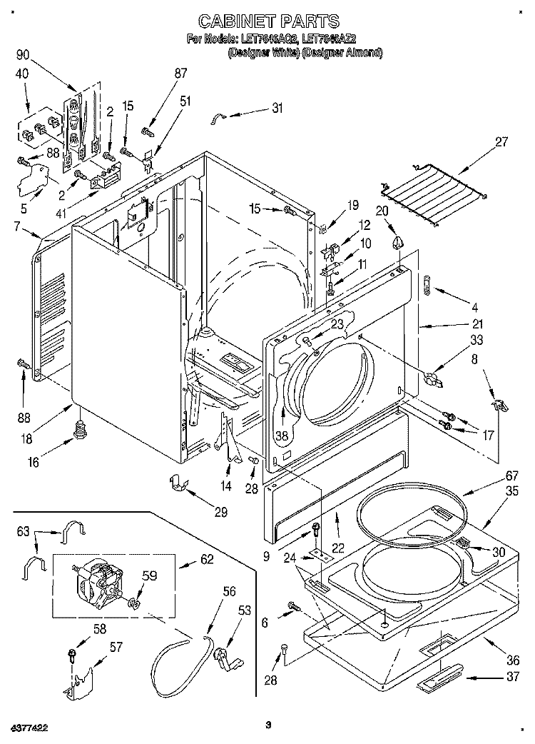 SECTION Diagram and Parts List for LET7646AQ2  Whirlpool Dryer