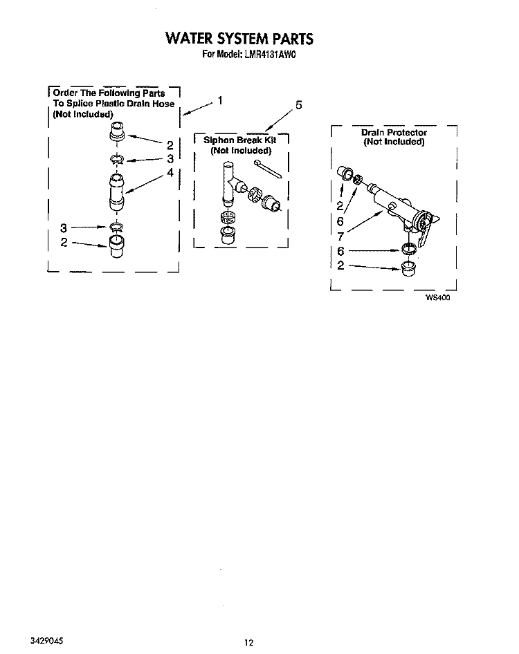 WATER SYSTEM Diagram and Parts List for LMR4131AN0  Whirlpool Washer