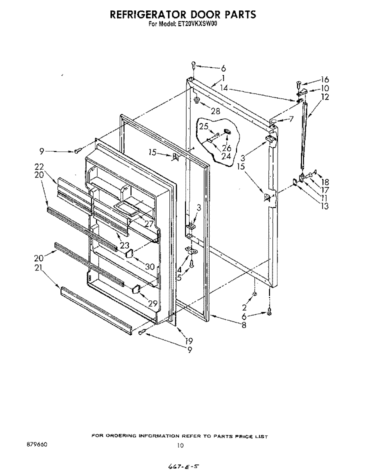 REFRIGERATOR DOOR, LIT/OPTIONAL Diagram and Parts List for ET20VKXSW00  Whirlpool Refrigerator