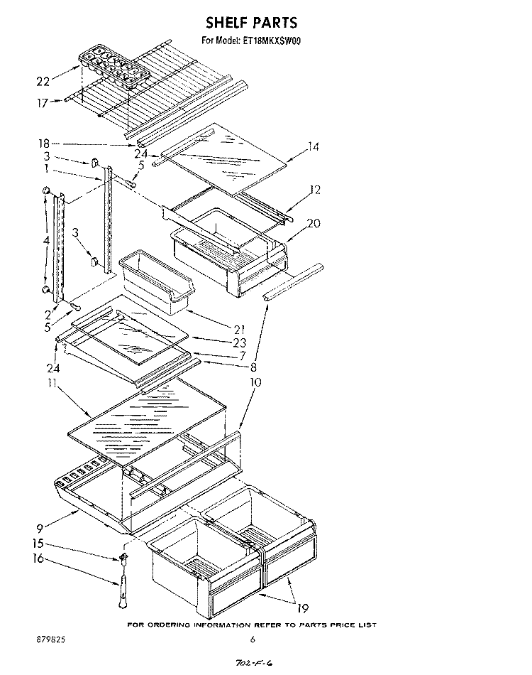 SHELF Diagram and Parts List for ET18MKXSW00  Whirlpool Refrigerator