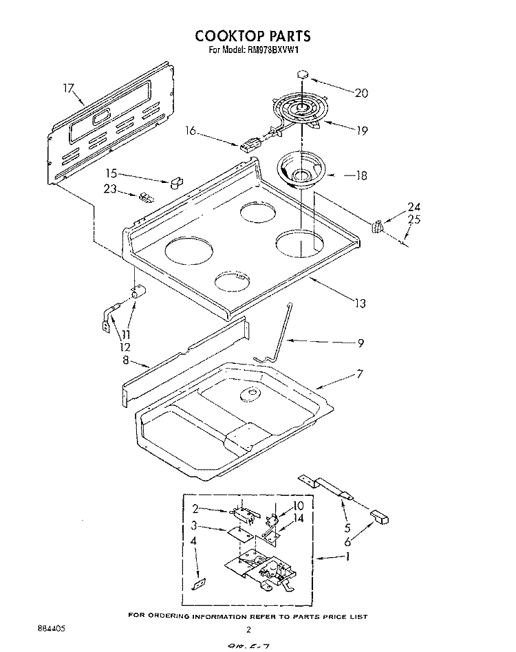 COOKTOP Diagram and Parts List for RM978BXVF1  Whirlpool Microwave Oven Combo
