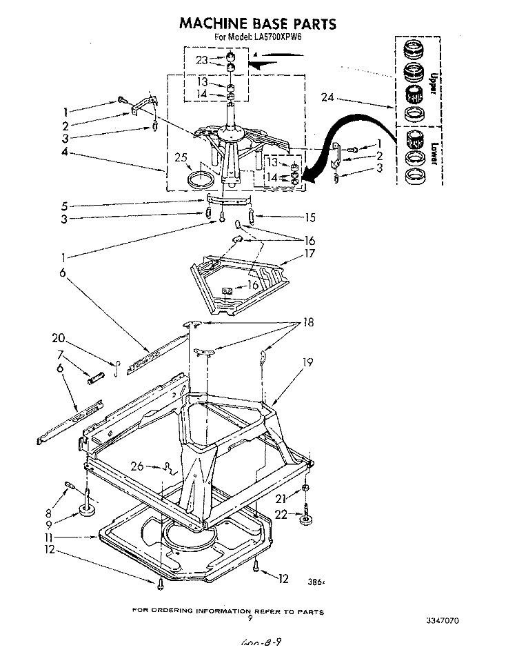 MACHINE BASE Diagram and Parts List for LA5700XPW6  Whirlpool Washer
