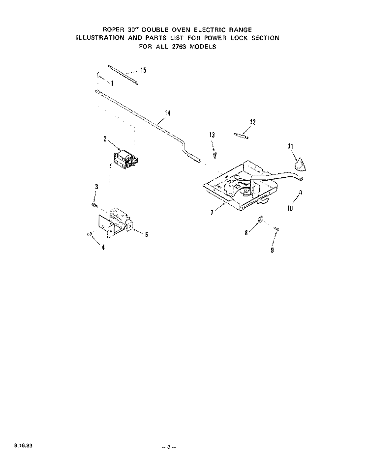 LOWER BODY Diagram and Parts List for 2763W0A  Roper Range