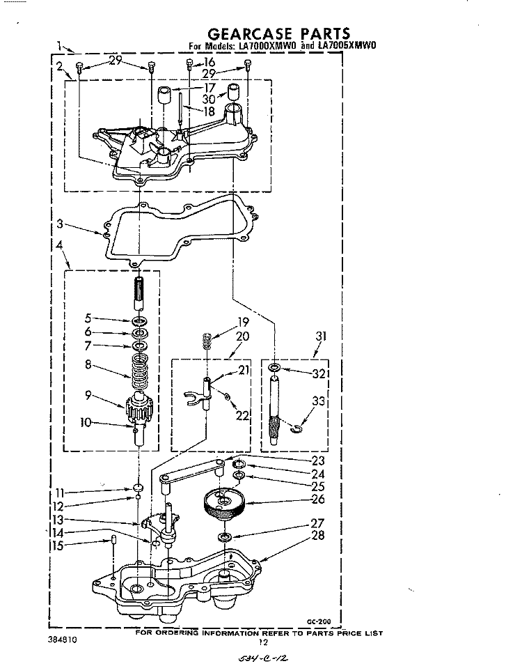 GEARCASE Diagram and Parts List for LA7005XMW0  Whirlpool Washer