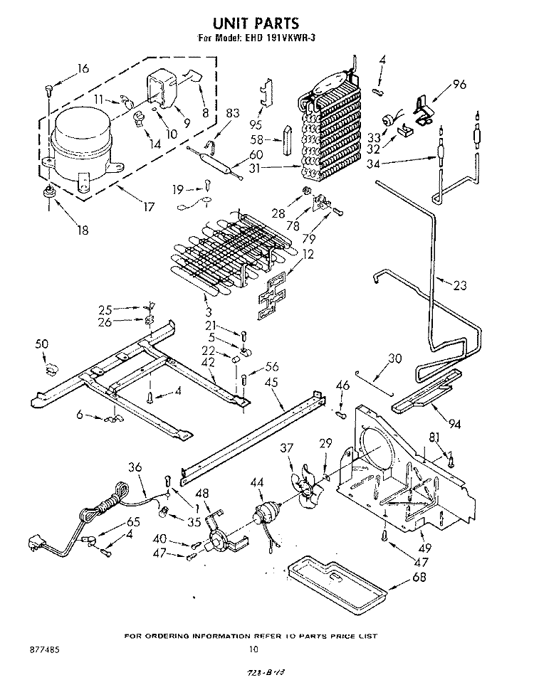 UNIT Diagram and Parts List for EHD191VKWR3  Whirlpool Refrigerator