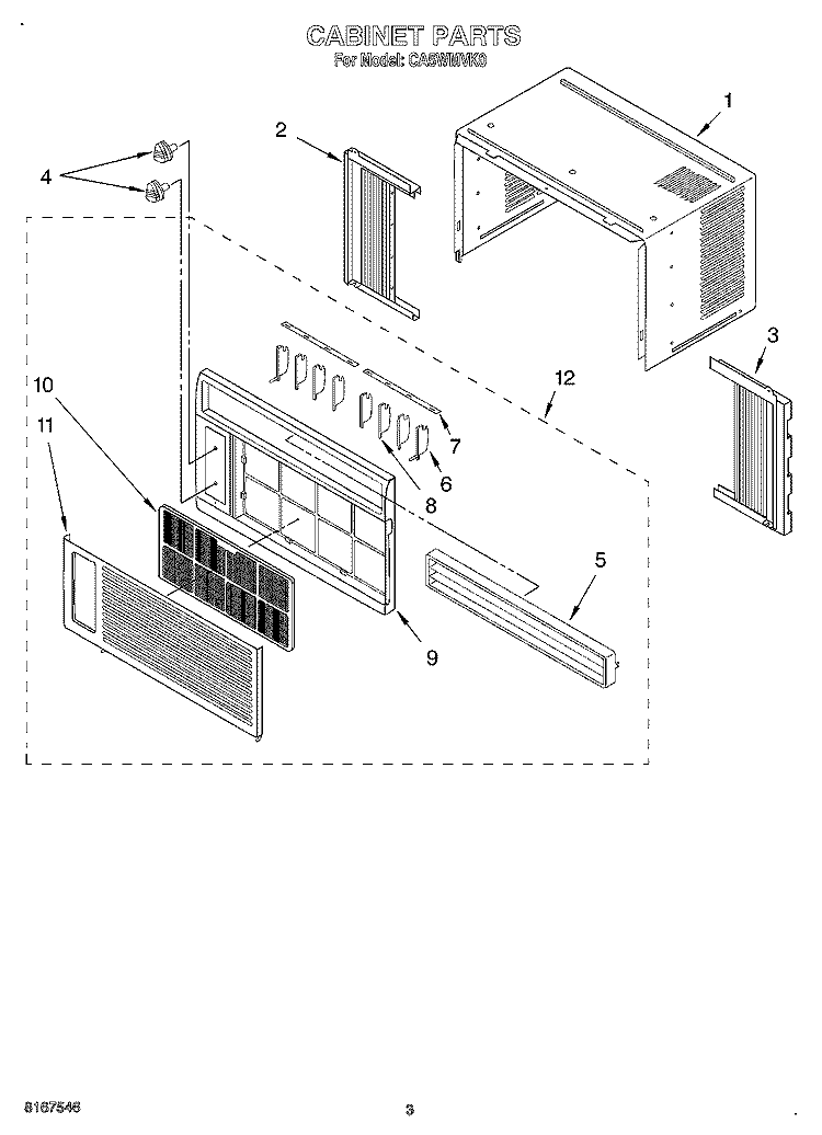 SECTION Diagram and Parts List for CA5WMVK0  Crosley Air Conditioner