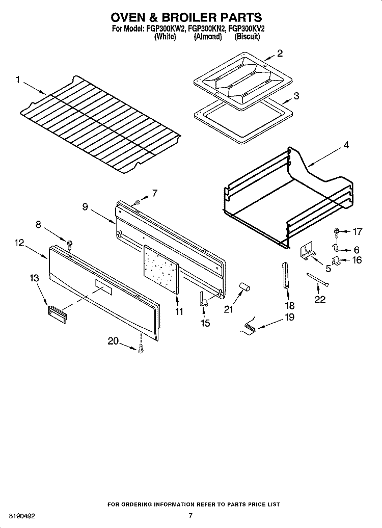 OVEN & BROILER PARTS Diagram and Parts List for FGP300KN2  Roper Range