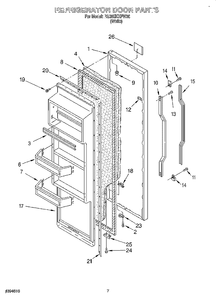 REFRIGERATOR DOOR Diagram and Parts List for RS20EKXFW00  Roper Refrigerator
