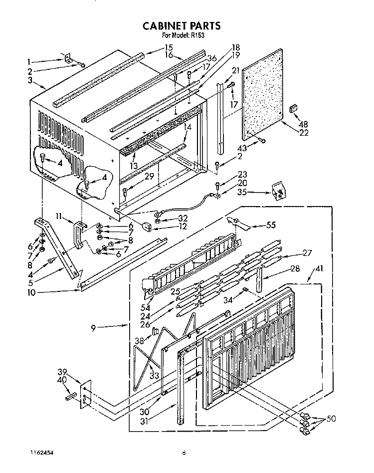 CABINET Diagram and Parts List for R153  Whirlpool Air Conditioner