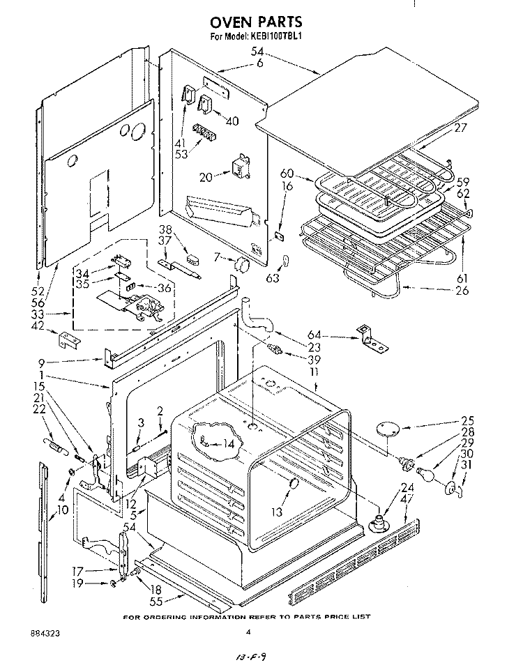 OVEN Diagram and Parts List for KEBI100TBL1  KitchenAid Wall Oven