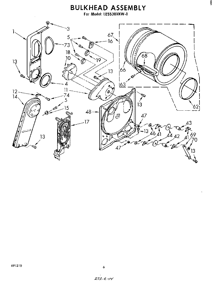 SECTION Diagram and Parts List for LE5530XKW0  Whirlpool Dryer