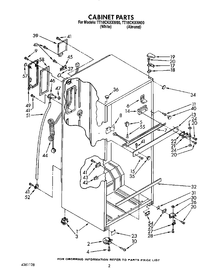 CABINET Diagram and Parts List for TT18CKXXN00  Whirlpool Refrigerator