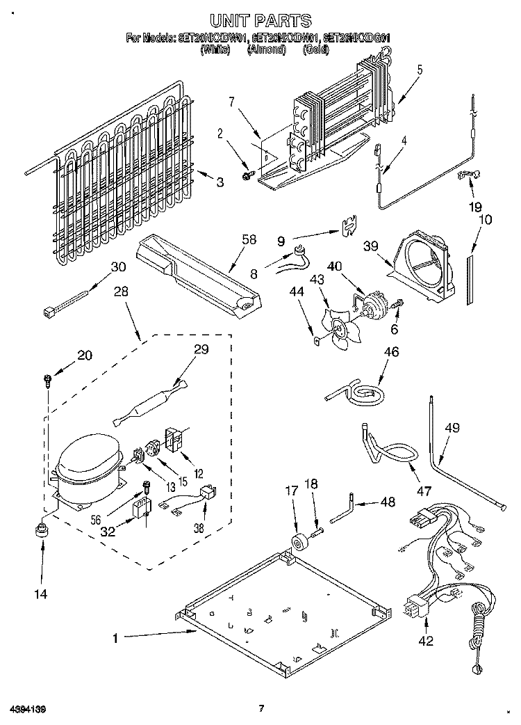 UNIT Diagram and Parts List for 8ET20NKXDW01  Whirlpool Refrigerator