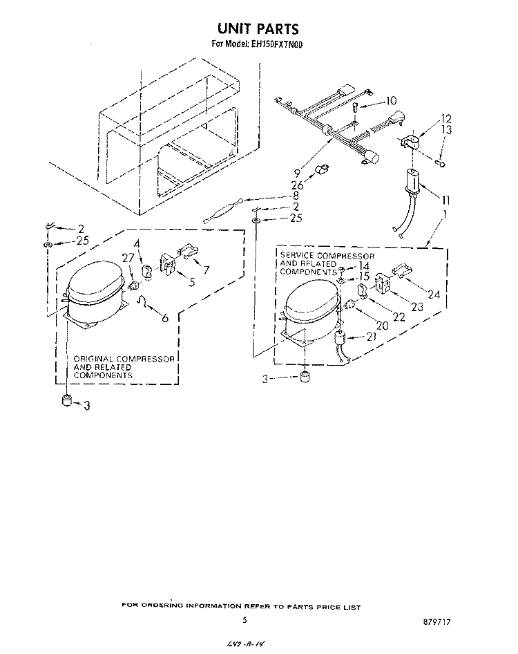 SECTION Diagram and Parts List for EH150FXTN00  Whirlpool Freezer