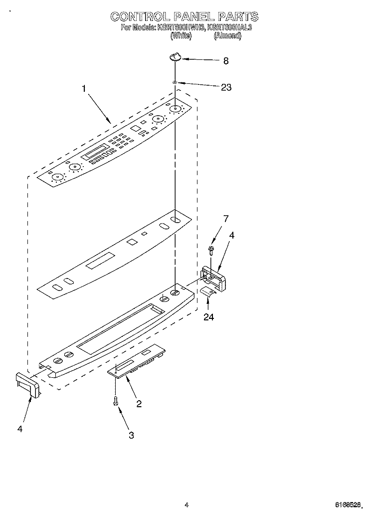 CONTROL PANEL Diagram and Parts List for KGRT600HAL3  KitchenAid Range