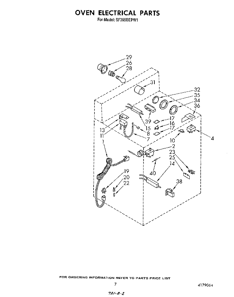 OVEN ELECTRICAL Diagram and Parts List for SF365BEPW1  Whirlpool Range