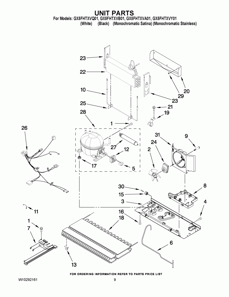 UNIT PARTS Diagram and Parts List for GX5FHTXVA01  Whirlpool Refrigerator