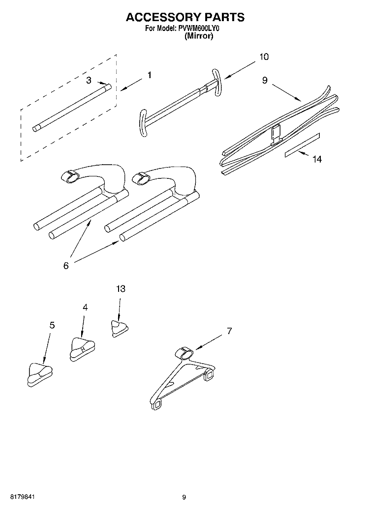 ACCESSORY Diagram and Parts List for PVWM600LY0  Whirlpool Cabinet