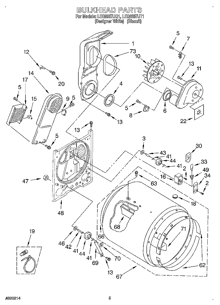 SECTION Diagram and Parts List for LEQ8857JQ1  Whirlpool Dryer