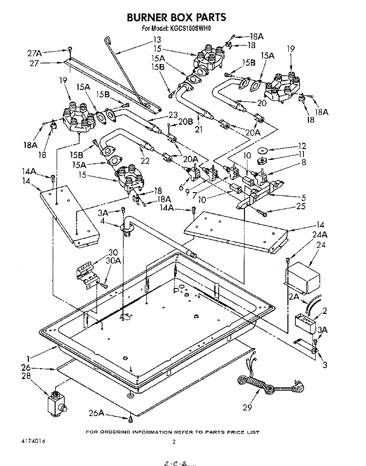 BURNER BOX PARTS Diagram and Parts List for KGCS100SWH0  KitchenAid Cooktop