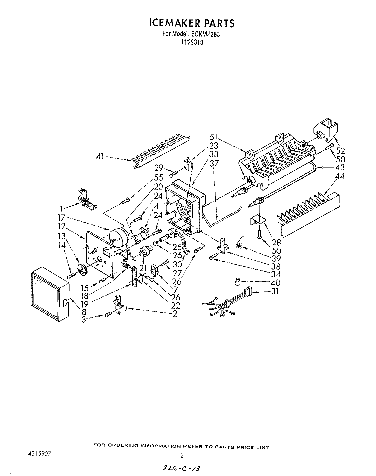 SECTION Diagram and Parts List for ECKMF283  Whirlpool Ice Maker