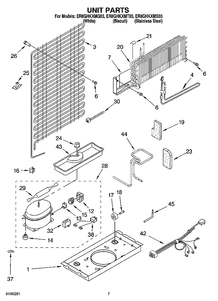 UNIT PARTS Diagram and Parts List for ER8GHKXMS03  Whirlpool Refrigerator