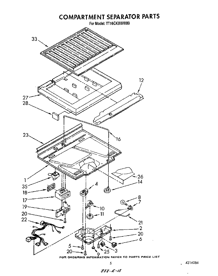 COMPARTMENT SEPARATOR Diagram and Parts List for TT16CKXWN00  Whirlpool Refrigerator