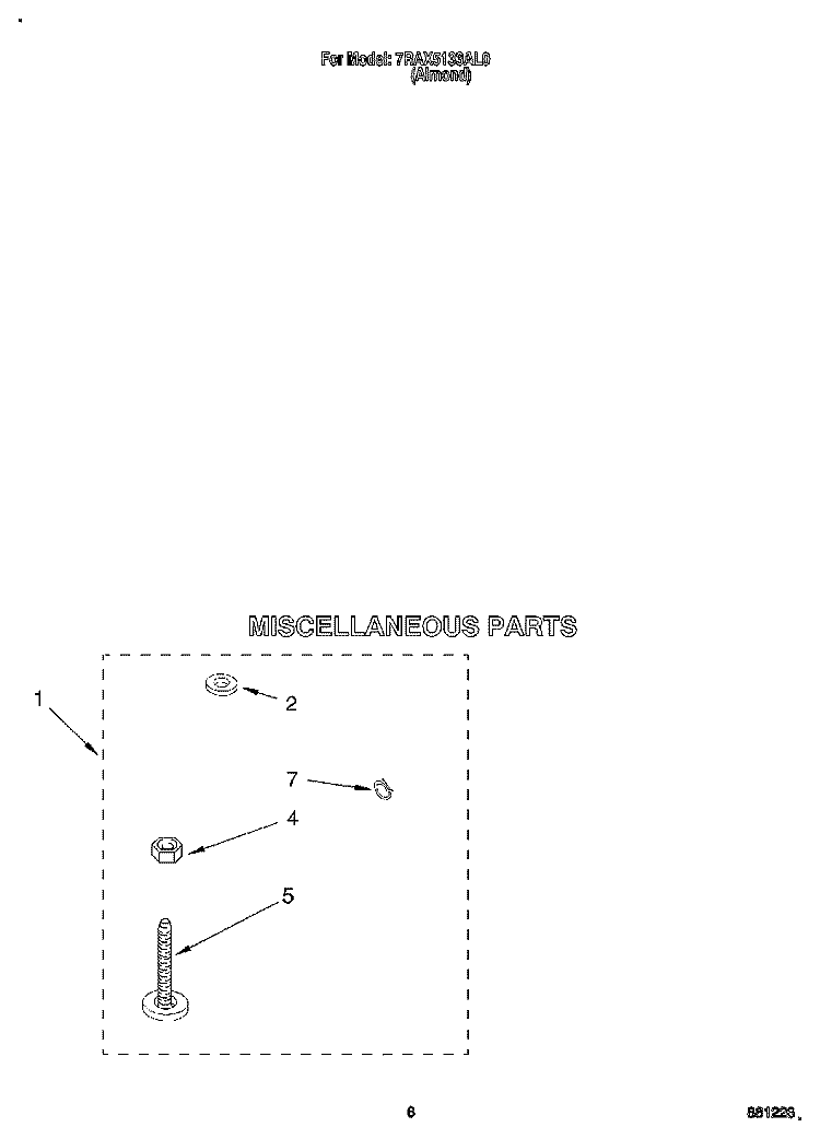 MISCELLANEOUS Diagram and Parts List for 7RAX5133AL0  Whirlpool Washer