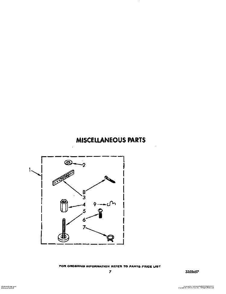 MISCELLANEOUS Diagram and Parts List for LA8580XWF2  Whirlpool Washer