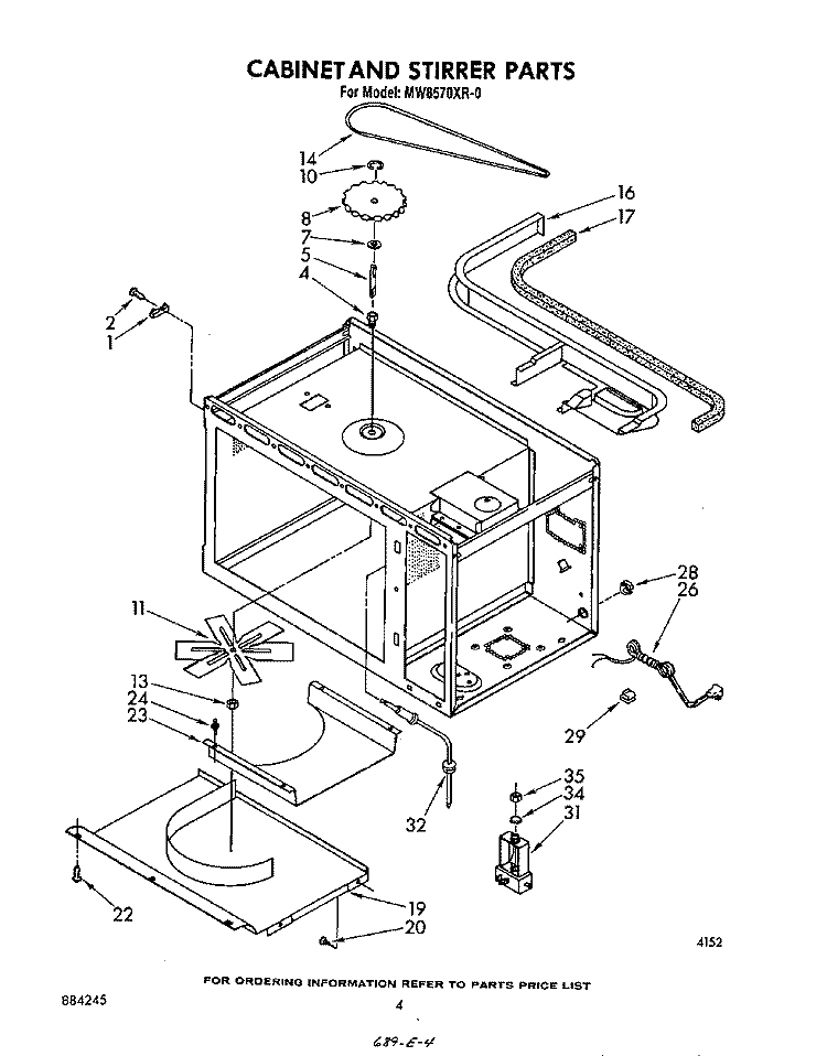 CABINET AND STIRRER Diagram and Parts List for MW8570XR0  Whirlpool Microwave