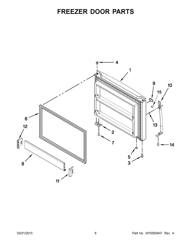 FREEZER DOOR PARTS Diagram and Parts List for WRT311SFYT01  Whirlpool Refrigerator