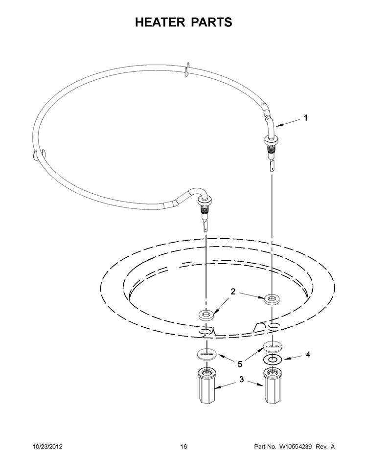 HEATER PARTS Diagram and Parts List for KUDE48FXPA5  KitchenAid Dishwasher