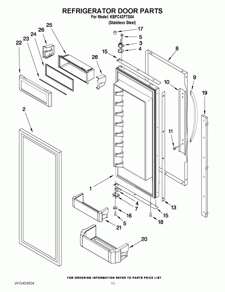 REFRIGERATOR DOOR PARTS Diagram and Parts List for KBFC42FTS04  KitchenAid Refrigerator