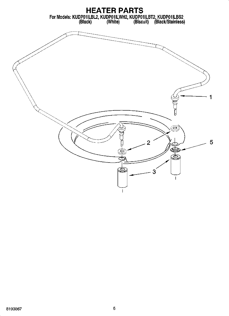 HEATER PARTS Diagram and Parts List for KUDP01ILWH2  KitchenAid Dishwasher