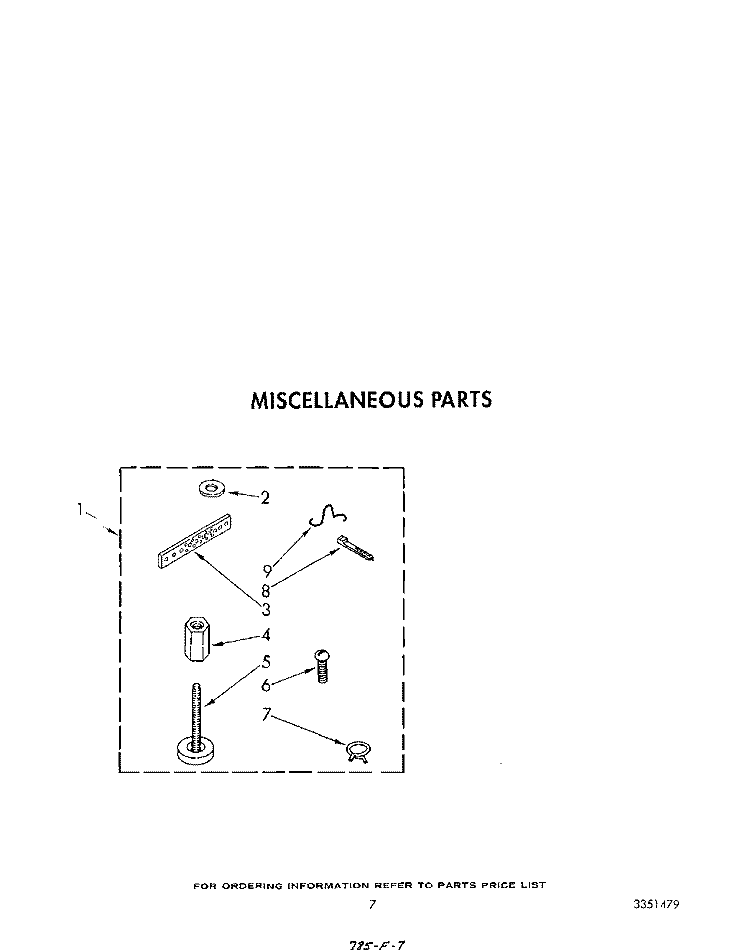 MISCELLANEOUS Diagram and Parts List for LA7001XTW0  Whirlpool Washer