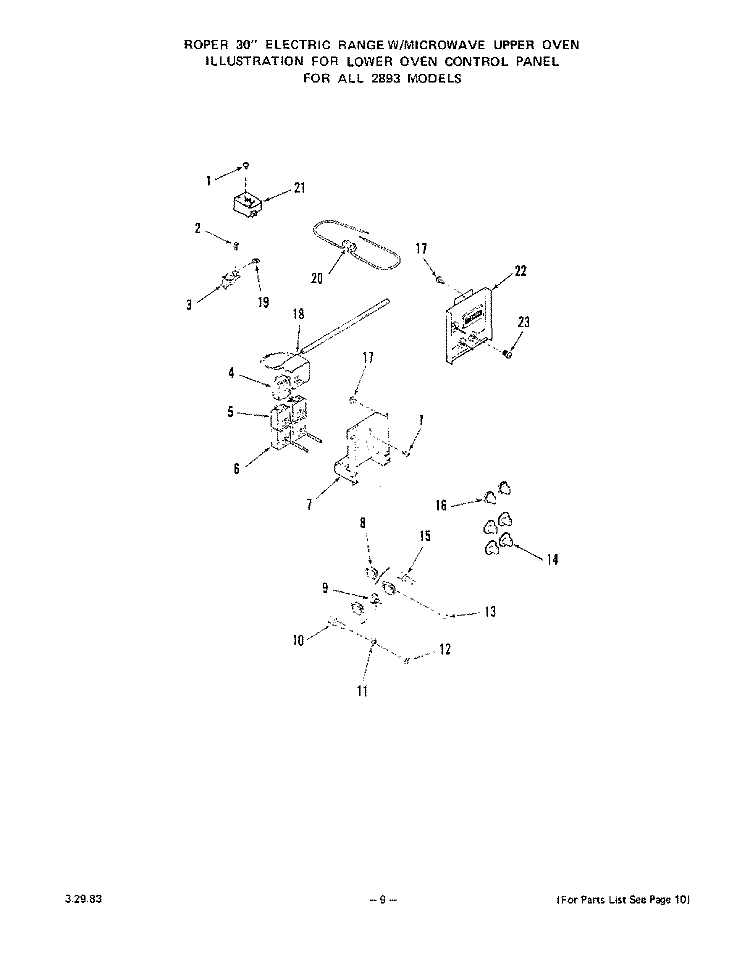 CABINET Diagram and Parts List for 2893W0A  Roper Range