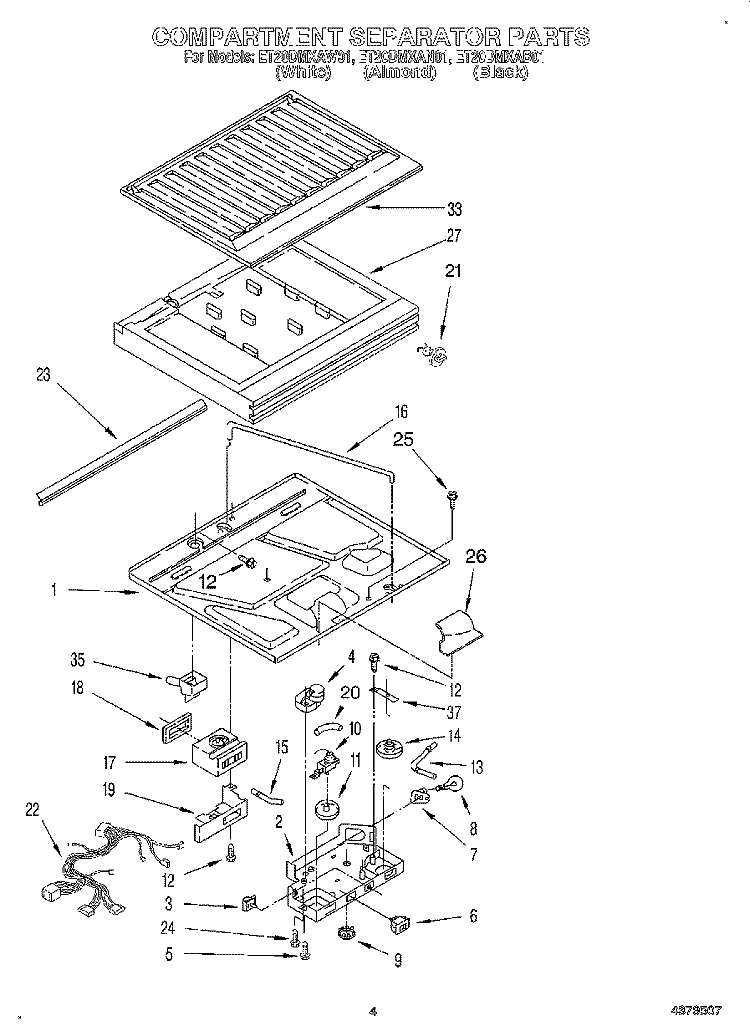 COMPARTMENT SEPARATOR Diagram and Parts List for ET20DMXAB01  Whirlpool Refrigerator