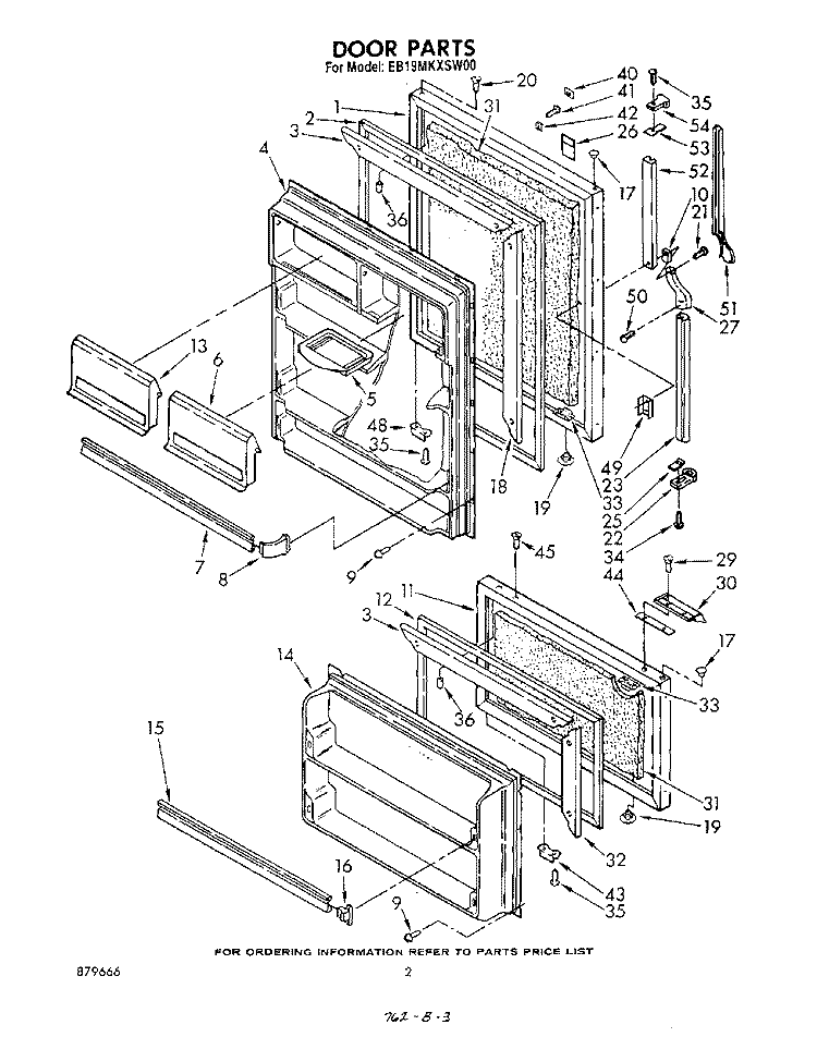 DOOR Diagram and Parts List for EB19MKXSW00  Whirlpool Refrigerator