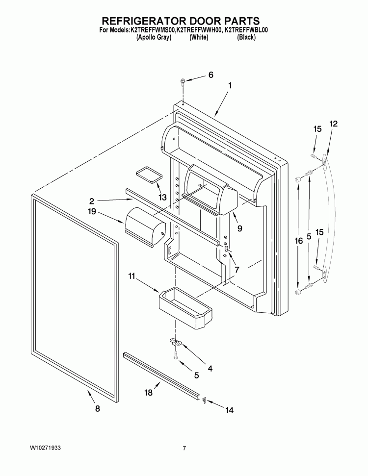 REFRIGER Diagram and Parts List for K2TREFFWBL00  KitchenAid Refrigerator