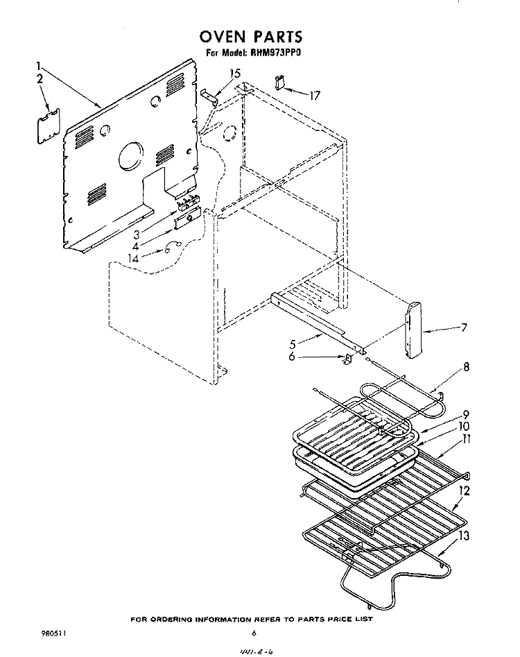 SECTION Diagram and Parts List for RHM973PP0  Whirlpool Range
