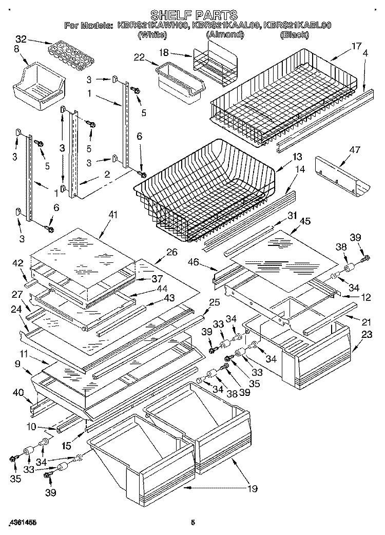 SHELF, LIT/OPTIONAL Diagram and Parts List for KBRS21KABL00  KitchenAid Refrigerator