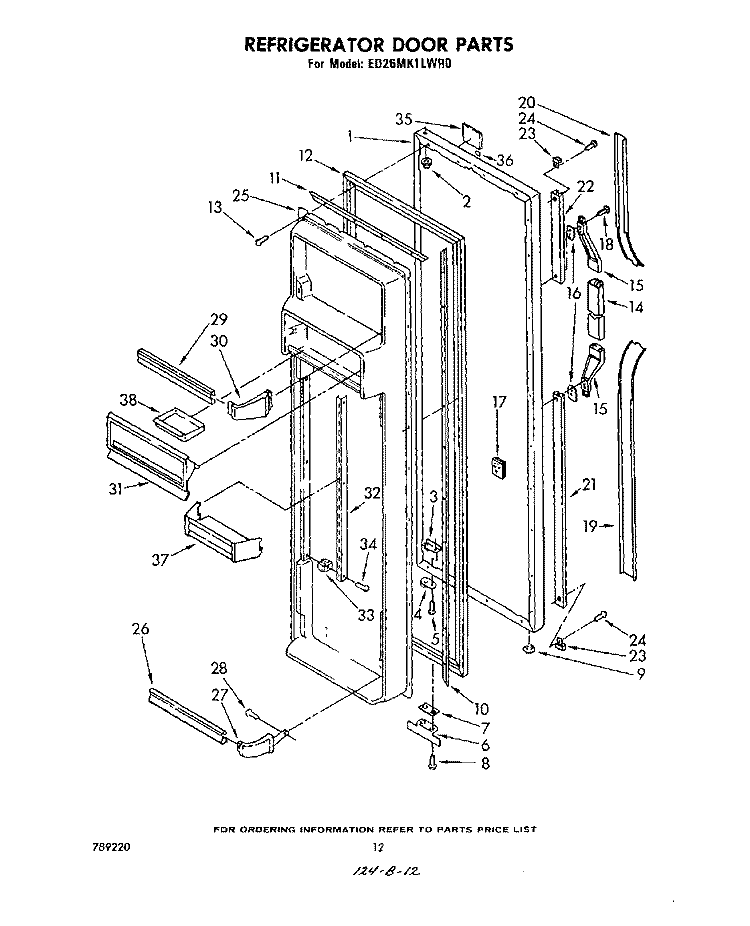 REFRIGERATOR DOOR Diagram and Parts List for ED26MK1LWR0  Whirlpool Refrigerator