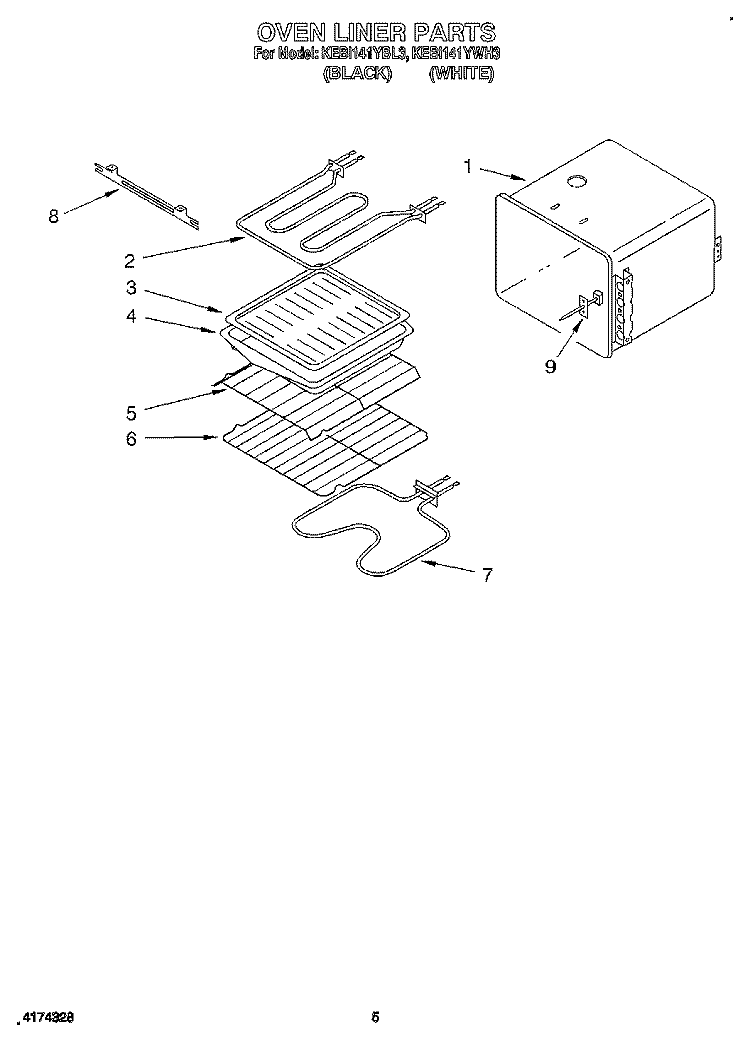 OVEN LINER Diagram and Parts List for KEBI141YWH3  KitchenAid Wall Oven