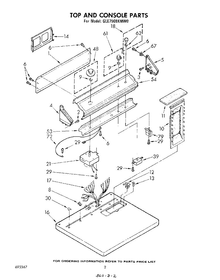 SECTION Diagram and Parts List for GLE7900XMW0  Whirlpool Dryer